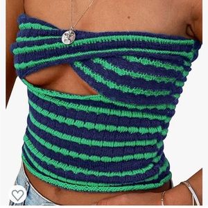 Knit Strapless Crossover Tank